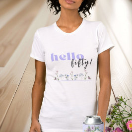 Camiseta Hola (EDAD Personalizado) - Flores de lavanda Cump