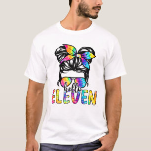 Camiseta Hola Eleven Messy Bun Tengo 11 Años Feliz Nacimien