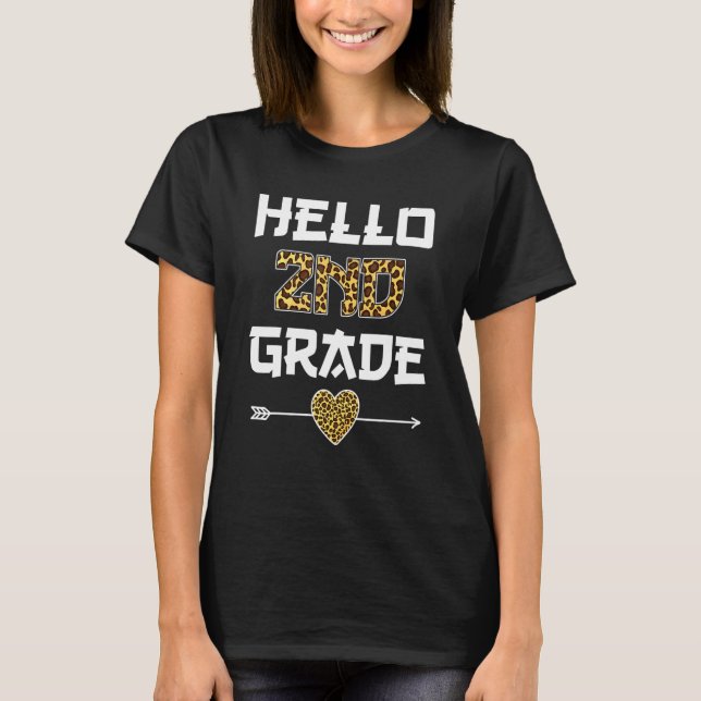 Camiseta Hola Equipo De 2do Grado Leopardo De Vuelta A La E (Anverso)