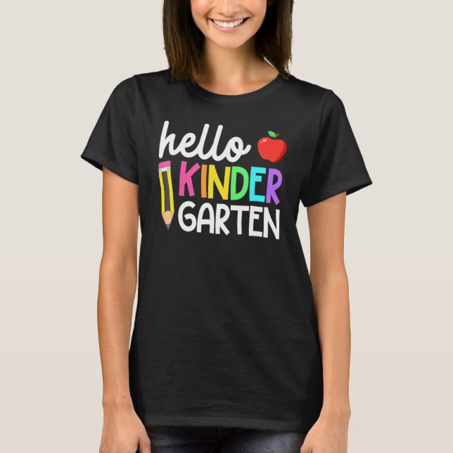 Camiseta Hola, Equipo De Kindergarten, Kinder, de vuelta al (Anverso)