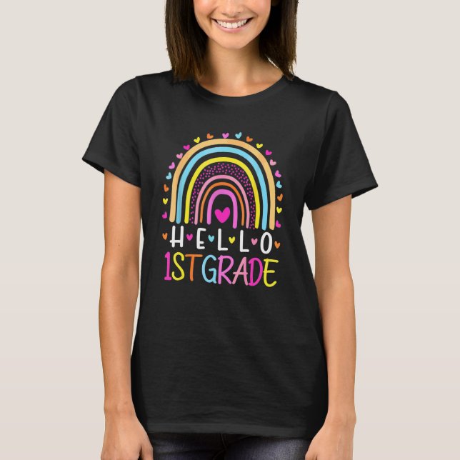 Camiseta Hola equipo de maestras de primaria arcoíris de pr (Anverso)