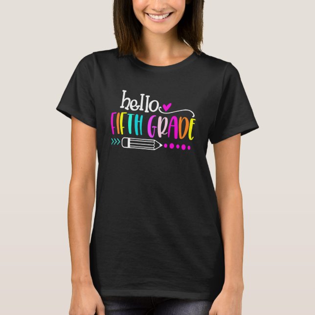 Camiseta Hola, Equipo De Quinto Grado De Vuelta Al Colegio  (Anverso)