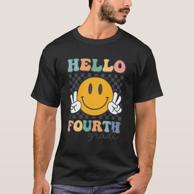 Camiseta Hola, equipo de sonrisa Retro de 4º Grado. (Anverso)