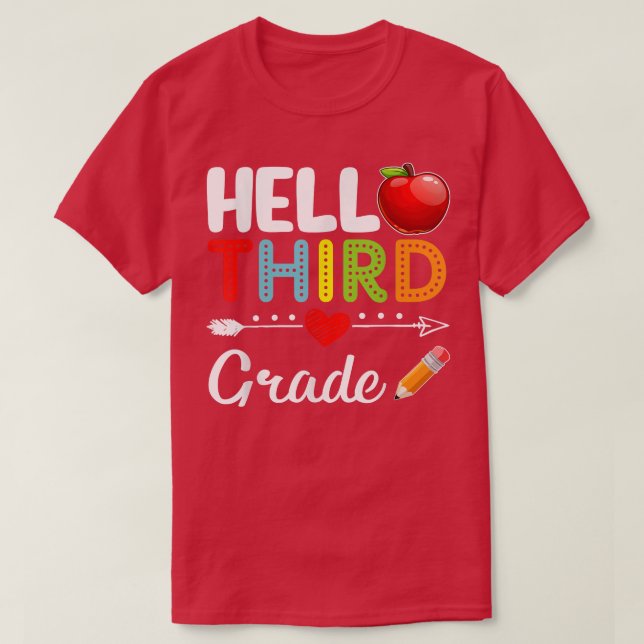 Camiseta Hola equipo de tercer grado de regreso a la escuel (Diseño del anverso)