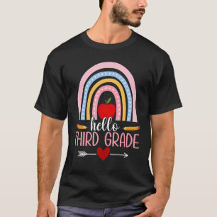 Camiseta Hola equipo de tercer grado Rainbow First Day Team