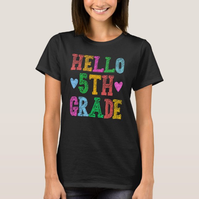 Camiseta Hola Escuadrón de Leopardo de 5º Grado de vuelta a (Anverso)