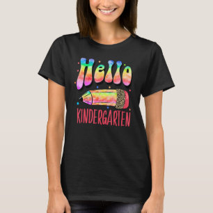 Camiseta Hola Escuela Leopard Tie Dye Pencil Hello Kinder