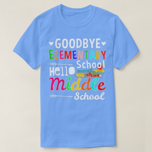 Camiseta Hola Escuela Primaria de Graduación Media ( (Diseño del anverso)