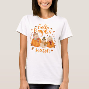 Camiseta Hola Estación de calabaza Gráfica de calabaza de o