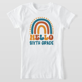 Camiseta Hola estilo Retro de sexto grado arco iris boho
