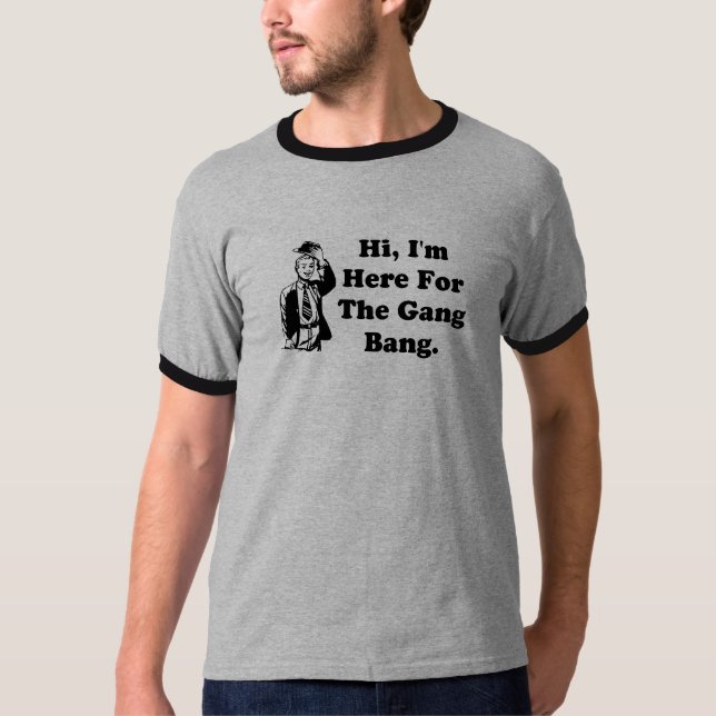 Camiseta Hola, estoy aquí para la explosión de la cuadrilla (Anverso)