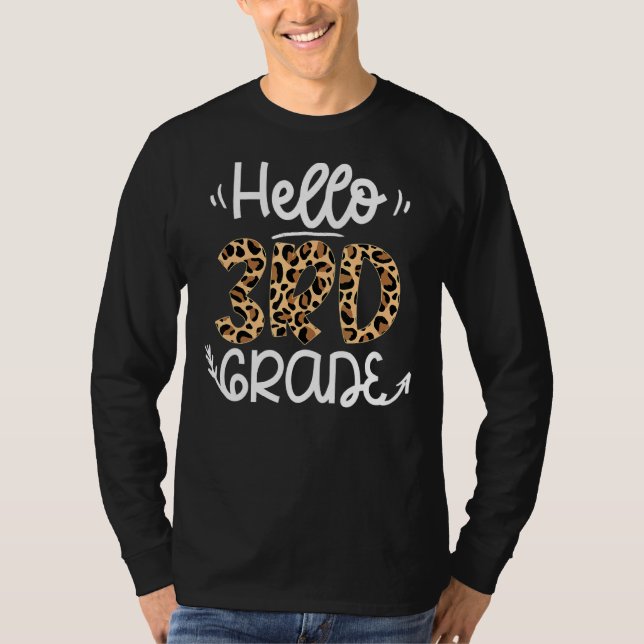 Camiseta Hola Estudiante De 3er Grado Leopard De Vuelta A S (Anverso)