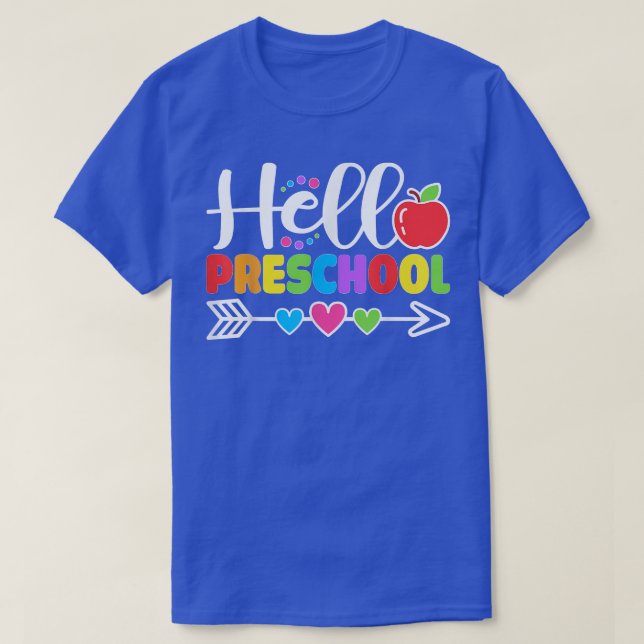 Camiseta Hola Estudiante De Enseñanza De Corazón De Preesco (Diseño del anverso)