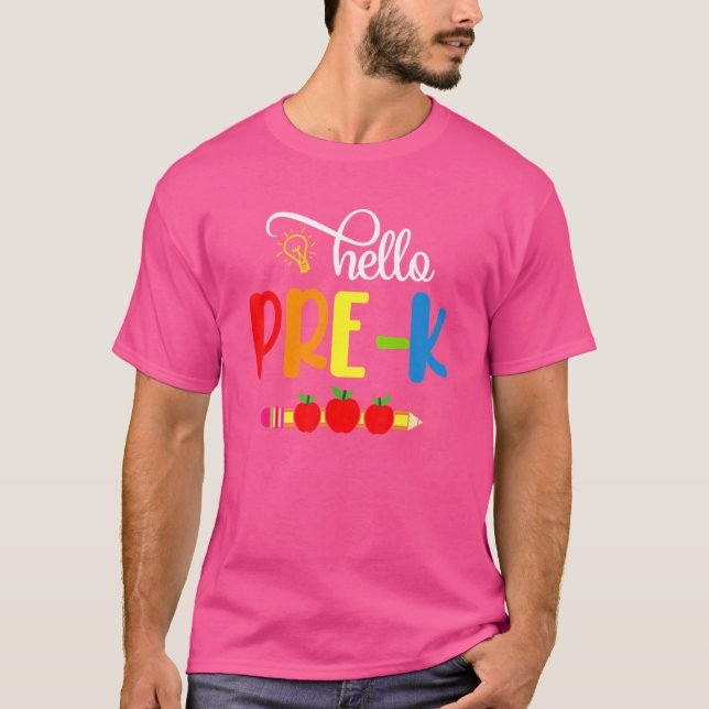 Camiseta Hola, estudiante de preescolar de primaria, bienve (Anverso)