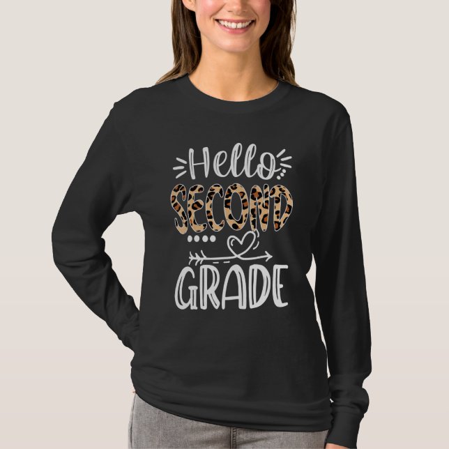 Camiseta Hola Estudiante De Segundo Grado De Leopardo De Vu (Anverso)