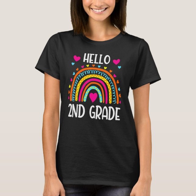 Camiseta Hola, estudiante de segundo grado del Rainbow Stud (Anverso)