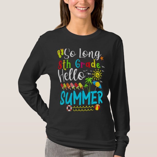Camiseta Hola, estudiante de verano, de 8° grado (Anverso)