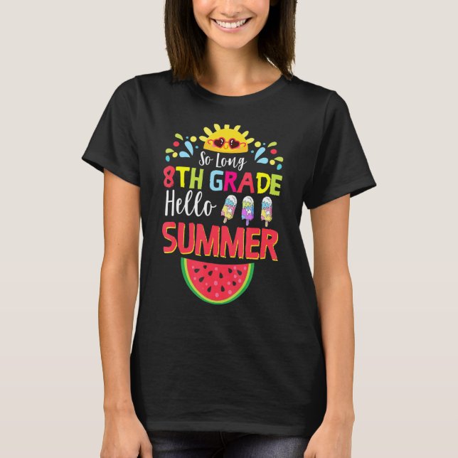 Camiseta Hola, estudiante de verano, de 8° grado (Anverso)