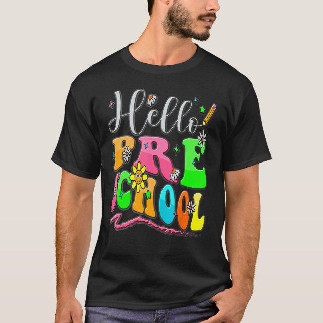 Camiseta Hola estudiante Groovy Retro de profesora de coraz (Anverso)