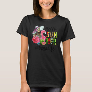 Camiseta Hola Flamingo de flotador de calavera de verano Sa