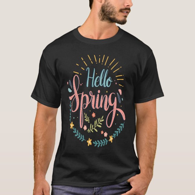 Camiseta Hola Flores De Primavera Día De Pascua De Sol Homb (Anverso)
