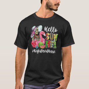 Camiseta Hola flotador de flamenco de cráneo de verano enfe