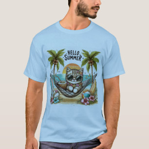 Camiseta Hola Gato de Playa de Verano