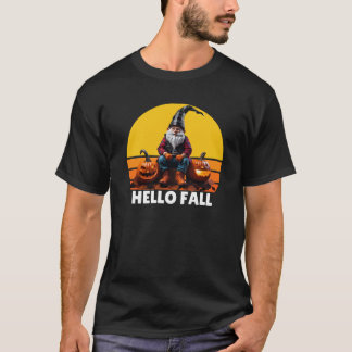 Camiseta Hola Gnomos de Camion de Plaid de Calabaza de Otoñ