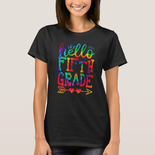 Camiseta Hola Grado 5 Volver A La Escuela Tye Dye Graphic (Anverso)