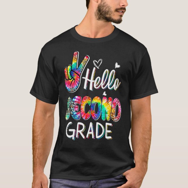 Camiseta Hola Grado de segundo grado Tie Dye Leopard Gráfic (Anverso)