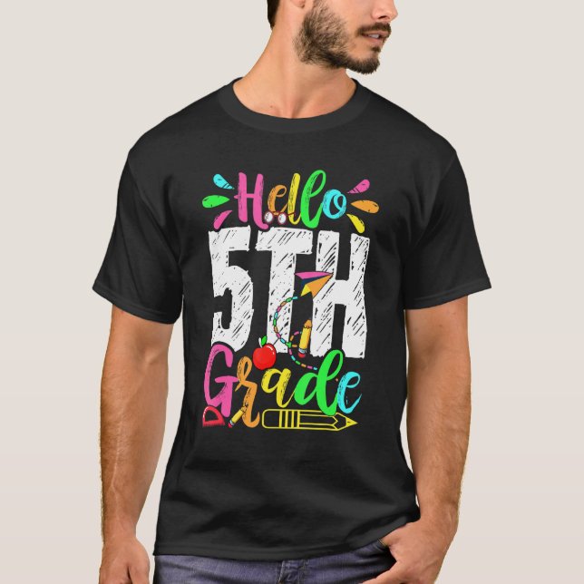Camiseta Hola, graduación de 5º grado de vuelta a la escuel (Anverso)