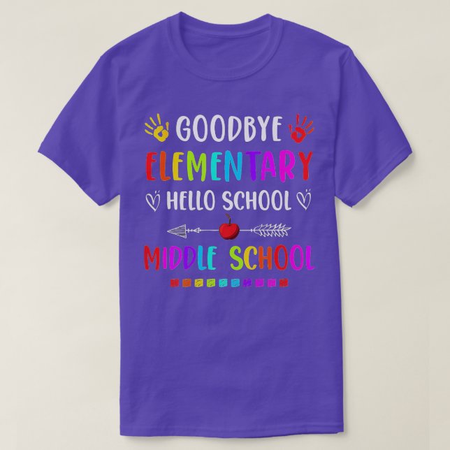 Camiseta Hola Graduación de secundaria Adiós Elemental (Diseño del anverso)