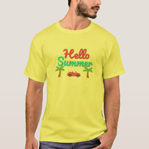 Camiseta Hola Gráfica De Verano Con Palmeras Y Un Convertid