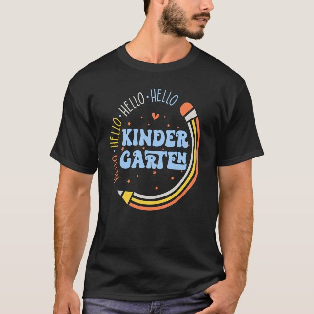 Camiseta Hola, Guardería Retro Lápiz De Vuelta A La Escuela (Anverso)
