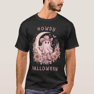 Camiseta Hola Halloween Boho Western Fantasma en la Luna