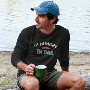 Camiseta Hola Hambre Soy Papá Bigote Antiguo Chiste