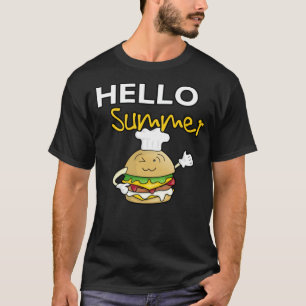 Camiseta Hola hamburguesa de verano con el cumpleaños del 