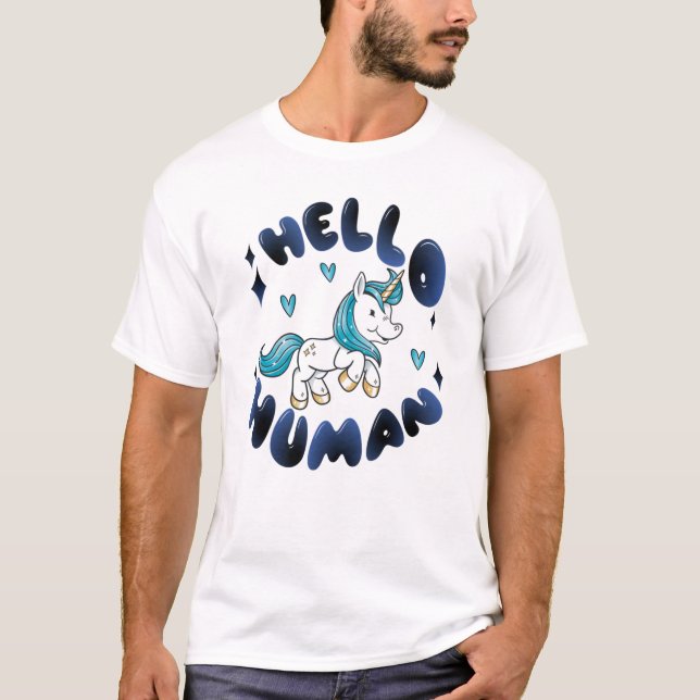 Camiseta Hola humana, querida Unicorn (Anverso)