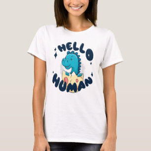 Camiseta Hola humano divertido Dinosaurio