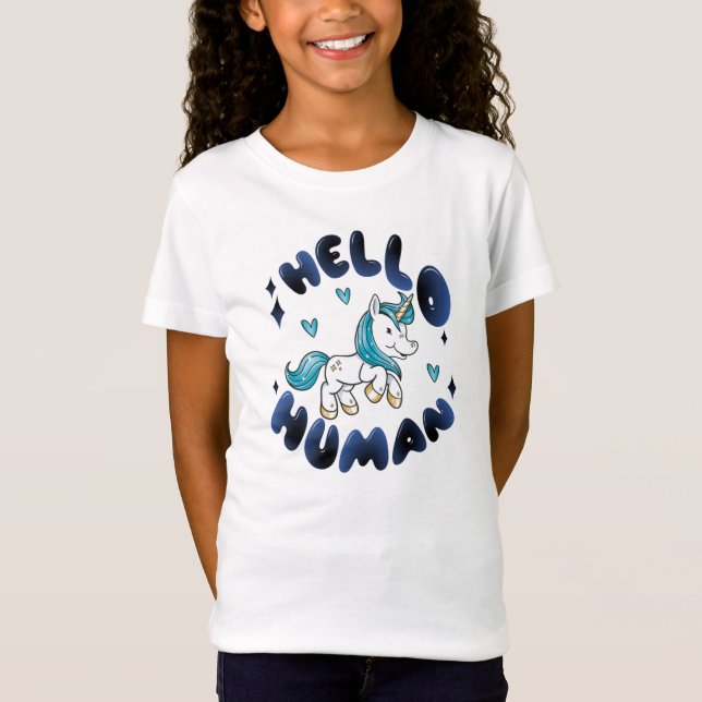 Camiseta Hola humano hermoso unicornio (Anverso)