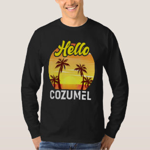Camiseta Hola Isla Cozumel Vacation Sunset Beach Palm