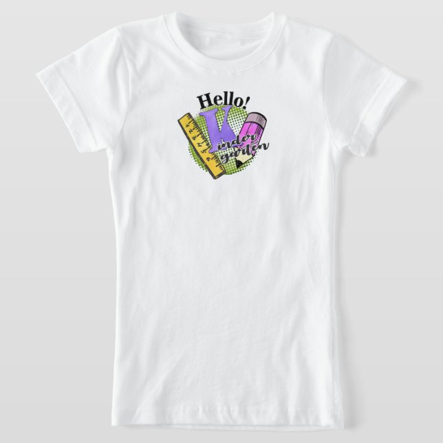 Camiseta Hola Kinder Garten Grado Shirt, de vuelta a la esc (Distribución)