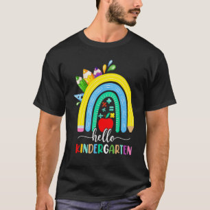 Camiseta Hola Kindergarten Boho Arcoíris Profesor Niños Esp