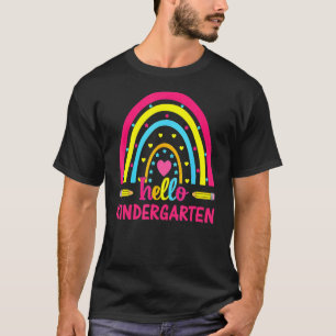 Camiseta Hola Kindergarten Boho Profesor Arcoiris De Vuelta