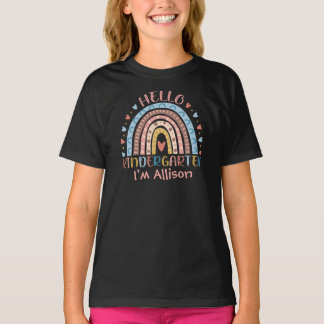 Camiseta Hola Kindergarten Boho Rainbow de vuelta a la escu