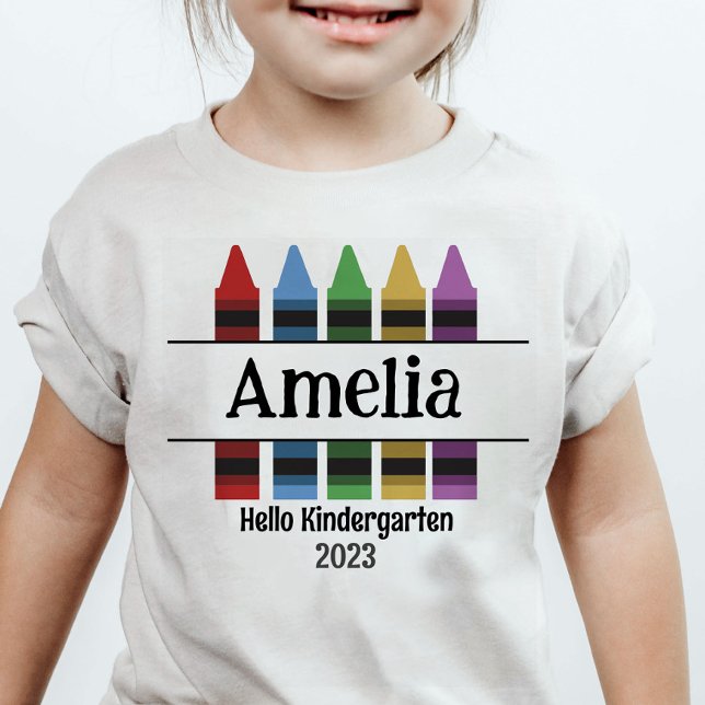 Camiseta Hola Kindergarten Crayon de vuelta a la escuela (Subido por el creador)