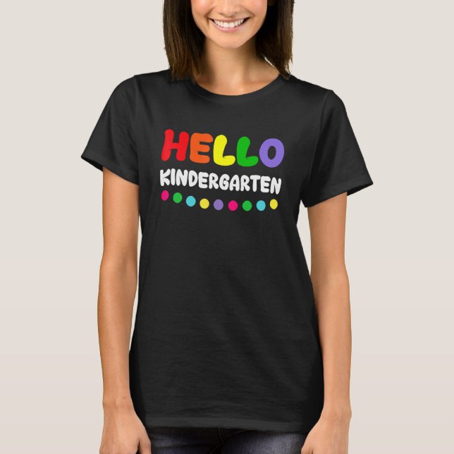 Camiseta Hola Kindergarten Cuto De Vuelta A La Escuela El P (Anverso)