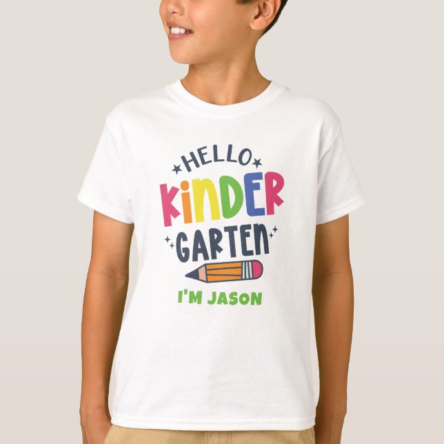 Camiseta Hola kindergarten de vuelta a la escuela (Anverso)