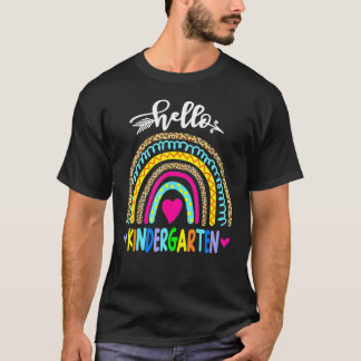 Camiseta Hola Kindergarten De Vuelta A La Escuela Leopardo