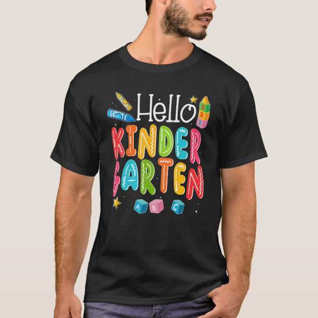 Camiseta Hola Kindergarten Gracioso De Vuelta Al Profesor D (Anverso)